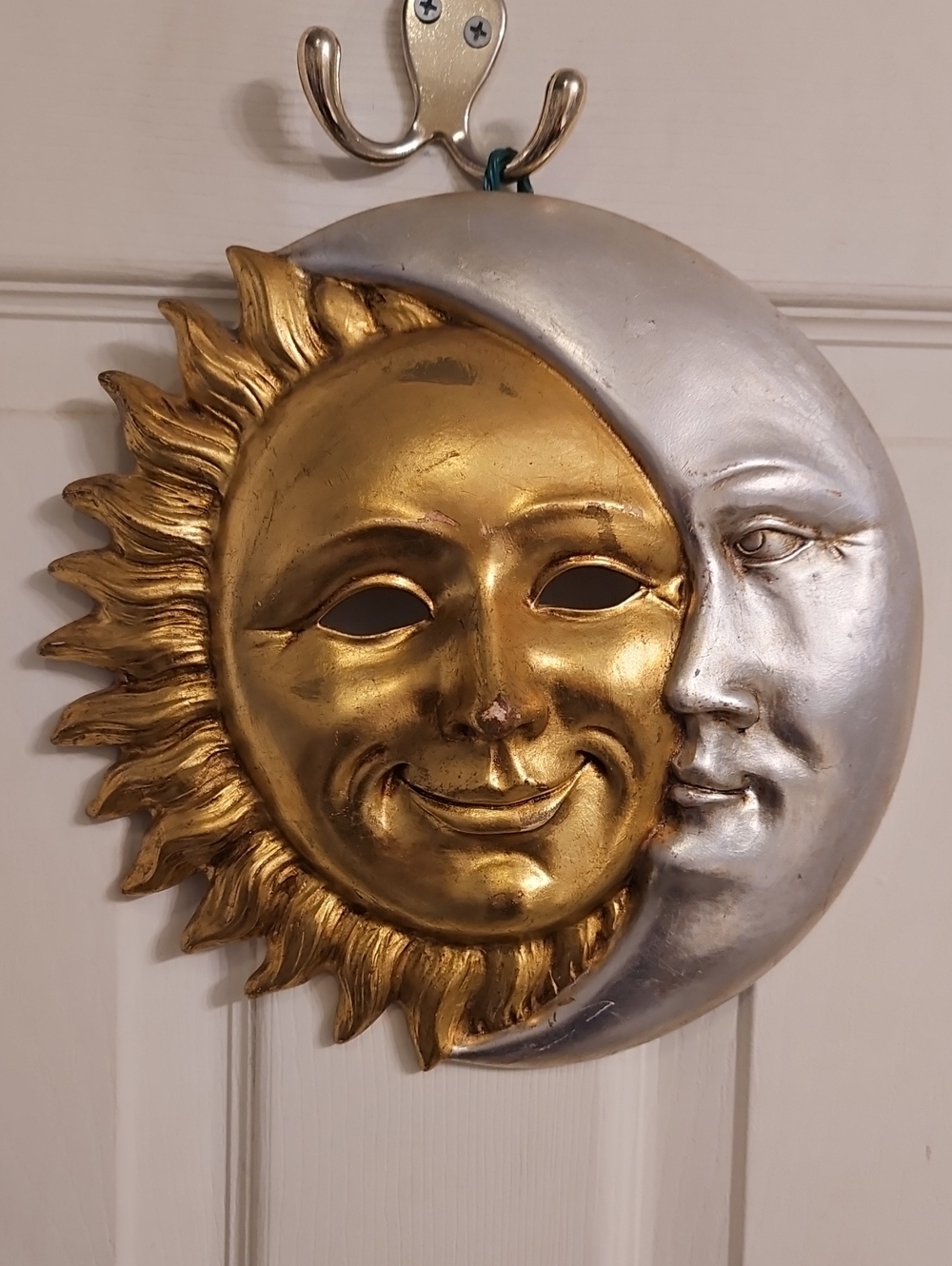 Vintage Venetian Mask Celestial Sun & Moon Wall Plaque Decor
